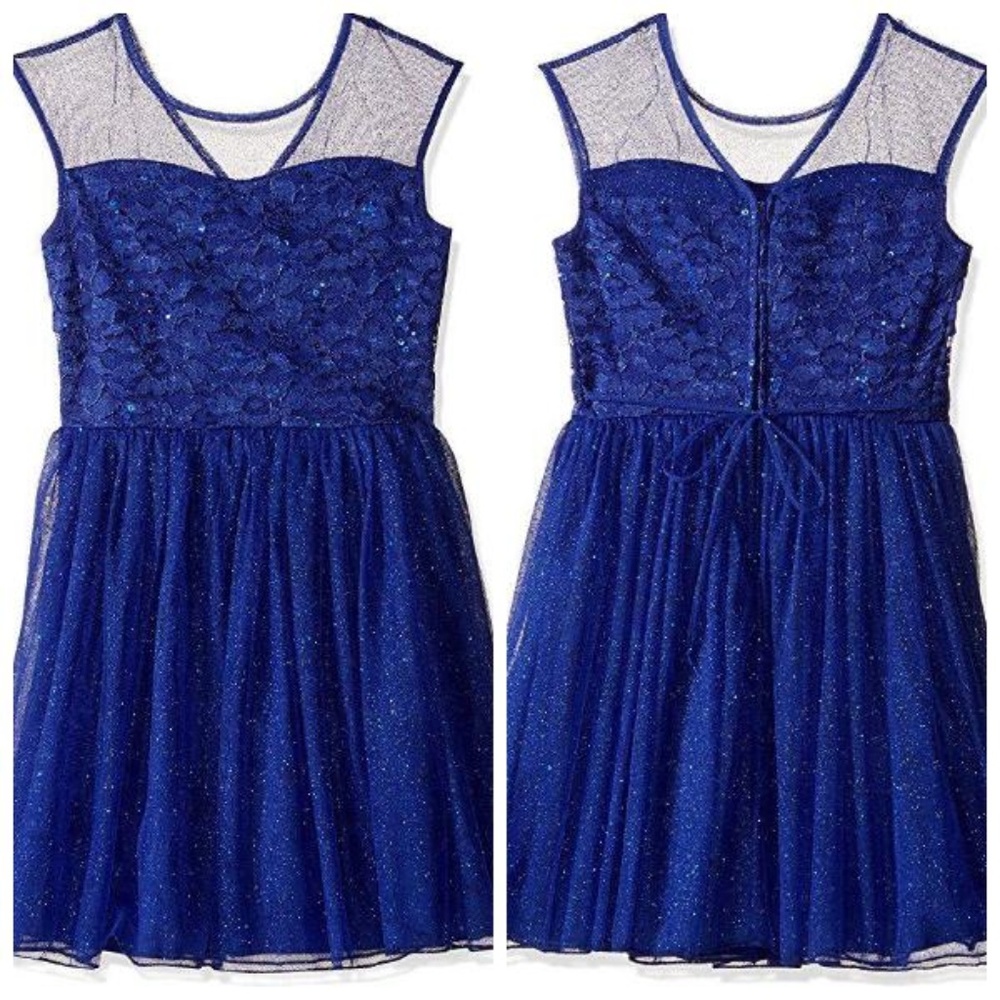 Speechless Girls 10 Royal Blue Lace Tulle Sleeveless Special Occasion Dress NWT